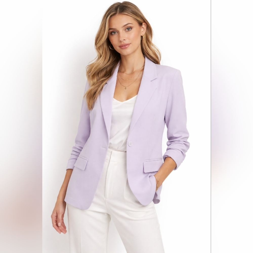 wild fable Single-Button Long Blazer Pastel Lilac Large - Picture 15 of 15